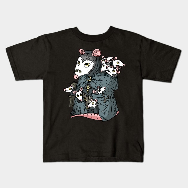 cute catholic possum. Kids T-Shirt by JJadx